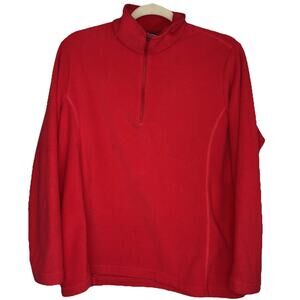 Lands‎ End Womens Red Fleece Pullover SZ LP Sweater
